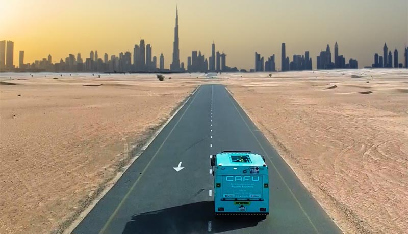 CAFU_Teal-Truck_Dubai-Skyline-CAFU-techxmedia