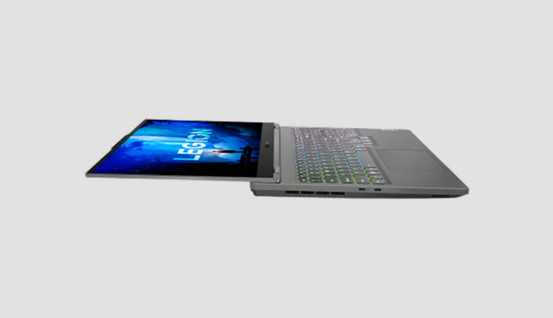 The Lenovo Legion 5i/5 laptop shown in Storm Grey